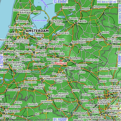 Topographic map of Renkum