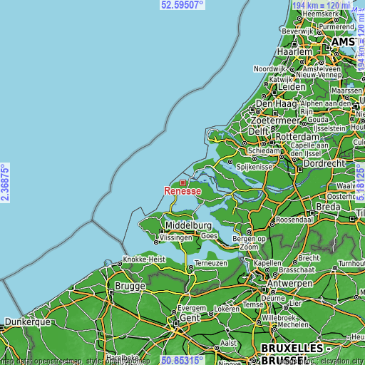 Topographic map of Renesse