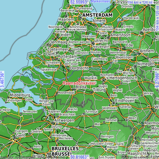 Topographic map of Raamsdonksveer