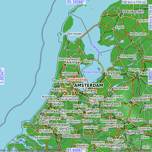 Topographic map of Purmerend