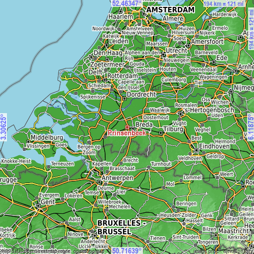 Topographic map of Prinsenbeek