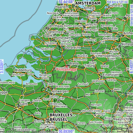 Topographic map of Princenhage