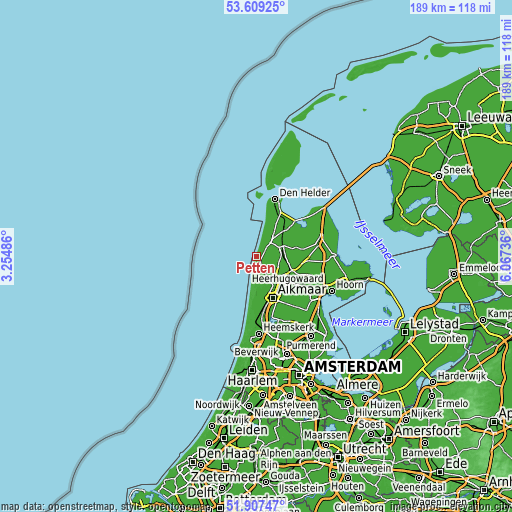 Topographic map of Petten