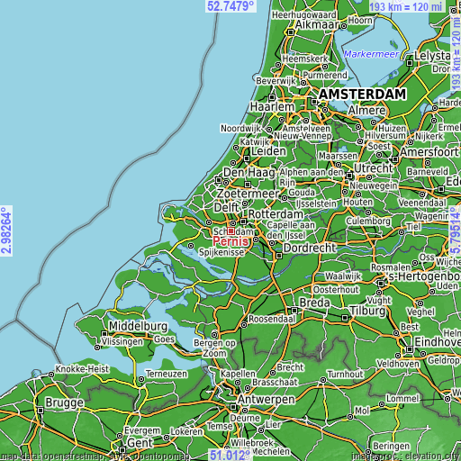 Topographic map of Pernis