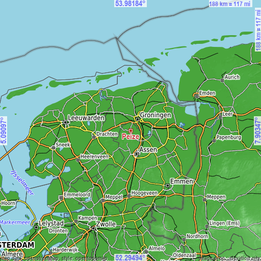 Topographic map of Peize