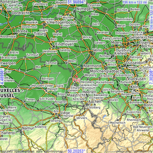 Topographic map of Peij