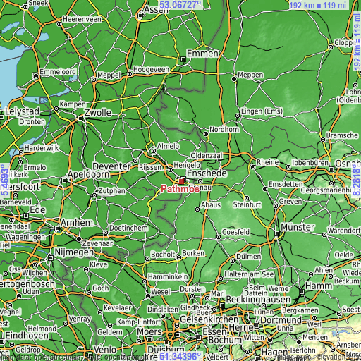 Topographic map of Pathmos