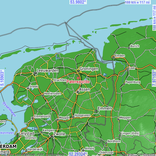 Topographic map of Paterswolde