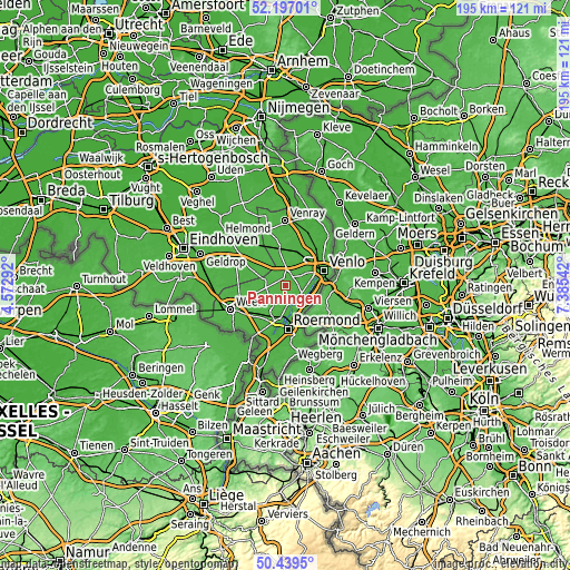 Topographic map of Panningen