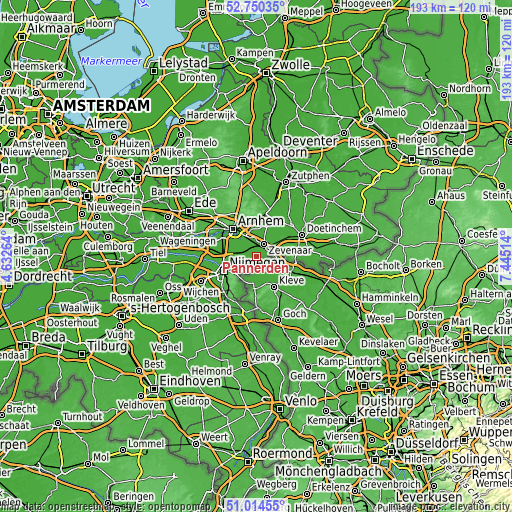 Topographic map of Pannerden