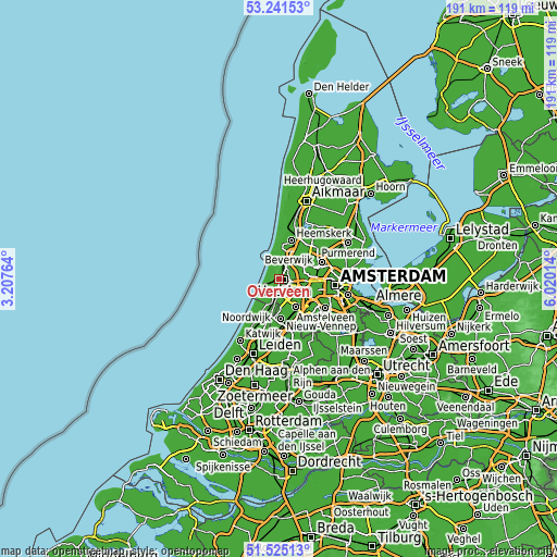 Topographic map of Overveen