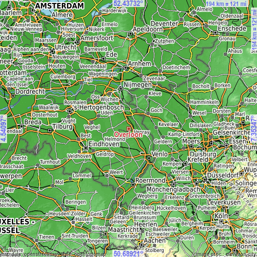 Topographic map of Overloon