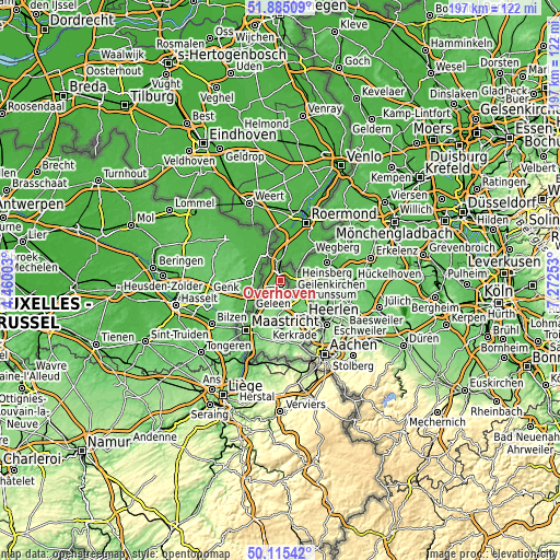 Topographic map of Overhoven