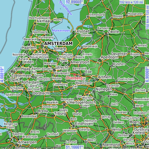 Topographic map of Overberg