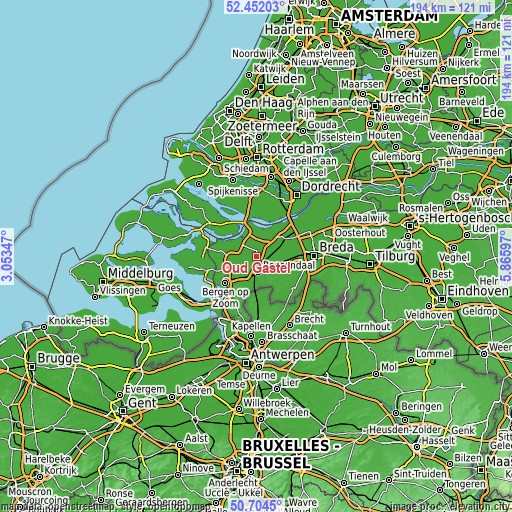 Topographic map of Oud Gastel