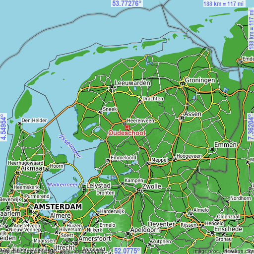 Topographic map of Oudeschoot