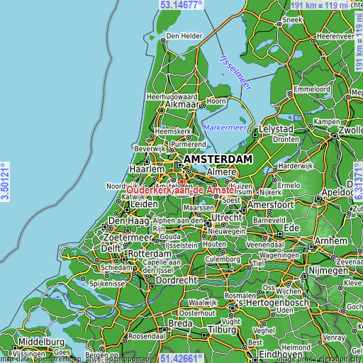 Topographic map of Ouderkerk aan de Amstel