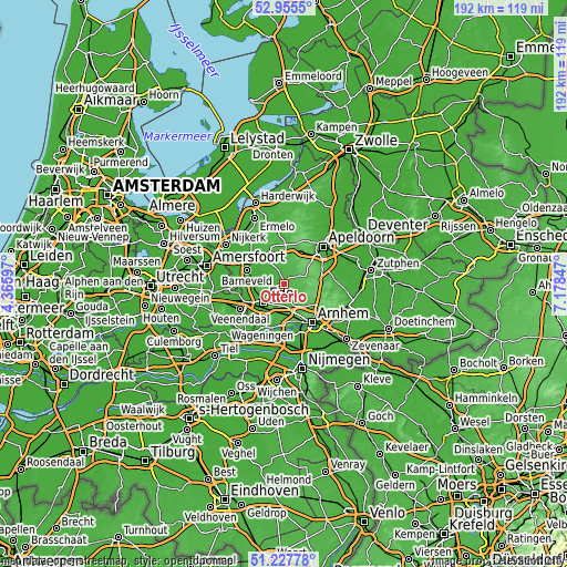 Topographic map of Otterlo