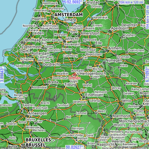 Topographic map of Orthen