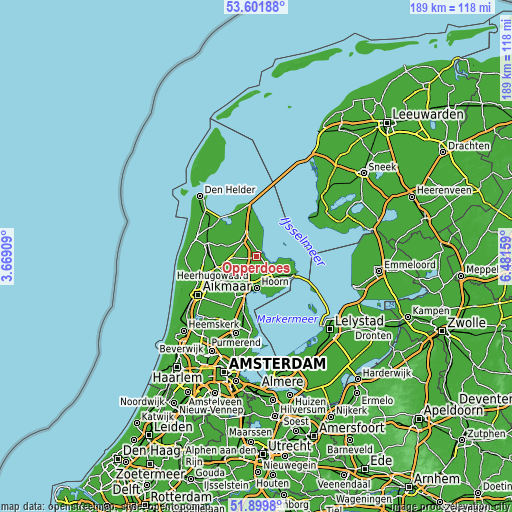 Topographic map of Opperdoes