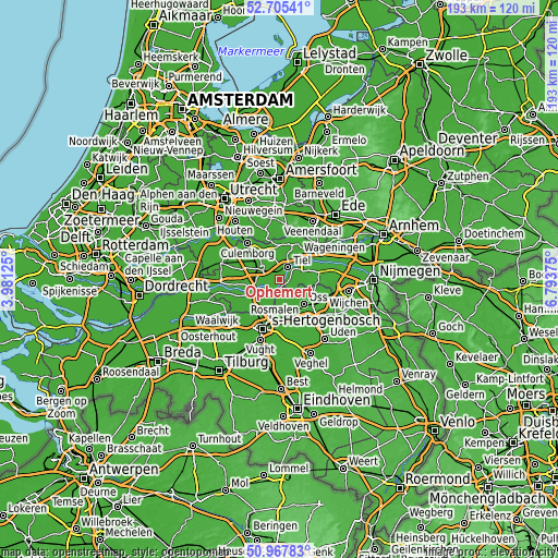 Topographic map of Ophemert