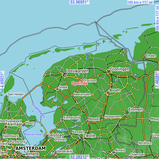 Topographic map of Opeinde