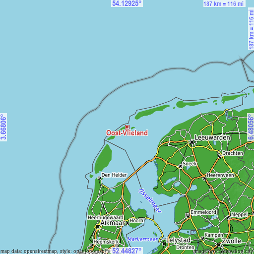 Topographic map of Oost-Vlieland