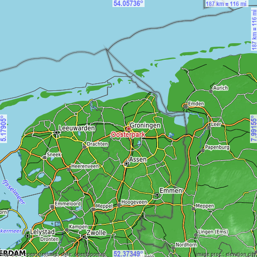 Topographic map of Oosterpark