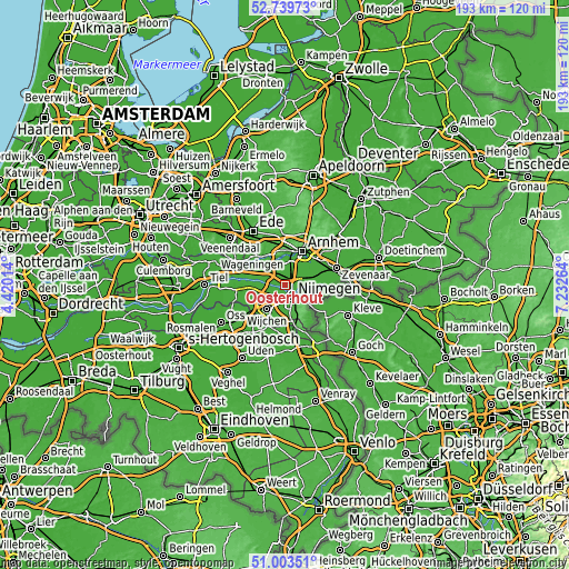 Topographic map of Oosterhout
