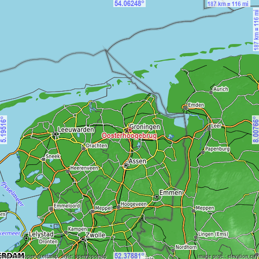 Topographic map of Oosterhoogebrug