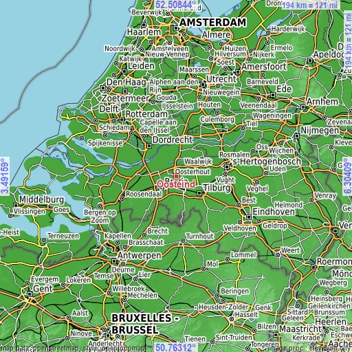 Topographic map of Oosteind