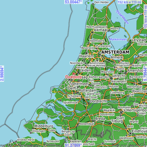 Topographic map of Oostdorp