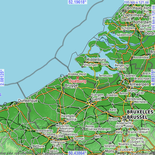 Topographic map of Oostburg