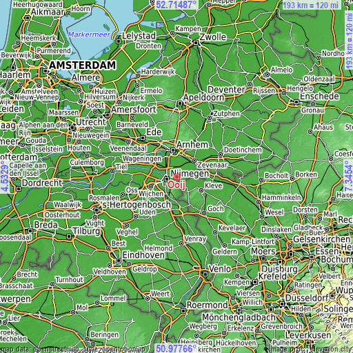 Topographic map of Ooij