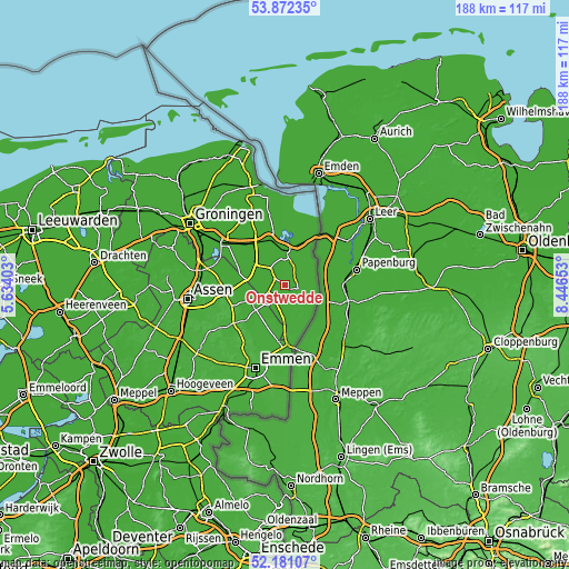 Topographic map of Onstwedde