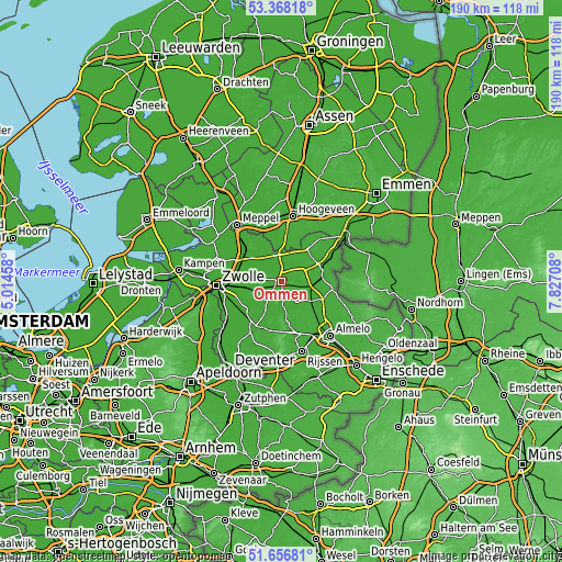 Topographic map of Ommen