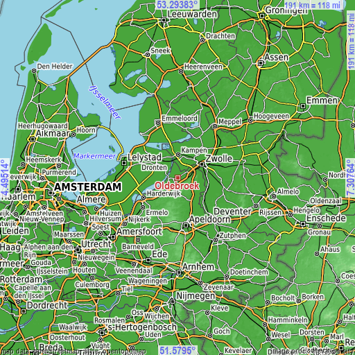 Topographic map of Oldebroek