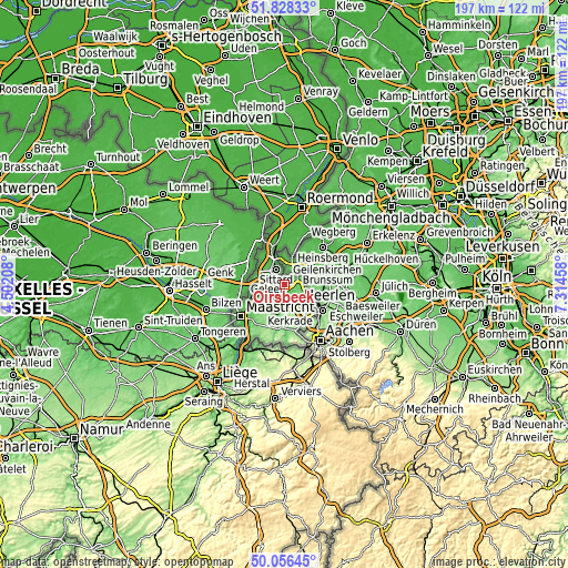Topographic map of Oirsbeek