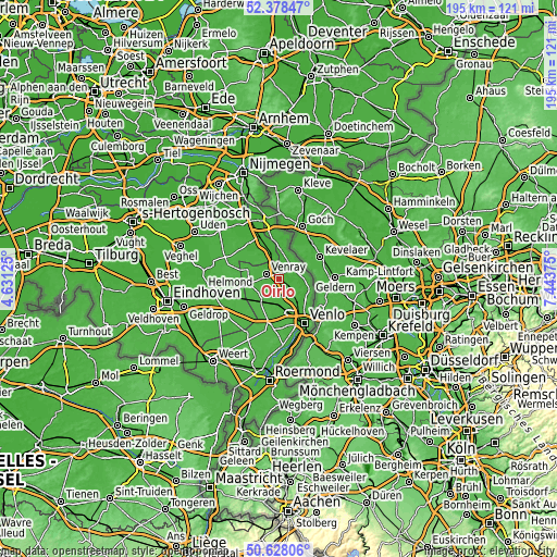 Topographic map of Oirlo