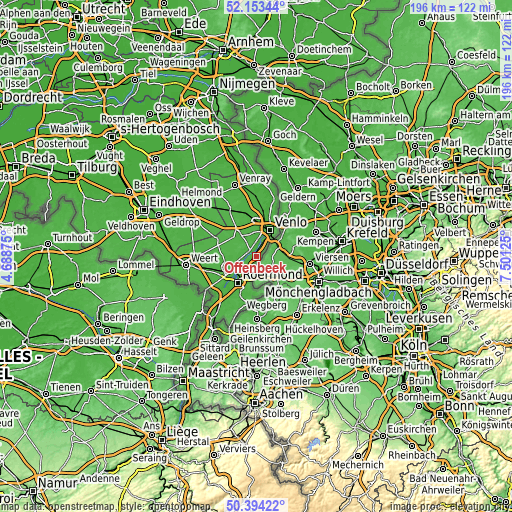 Topographic map of Offenbeek