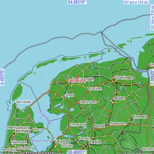 Topographic map of Oentsjerk