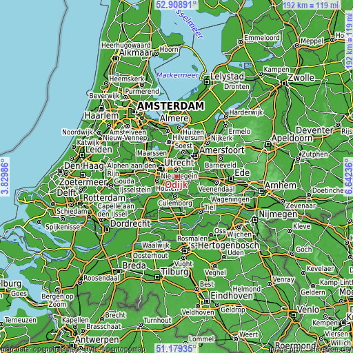 Topographic map of Odijk