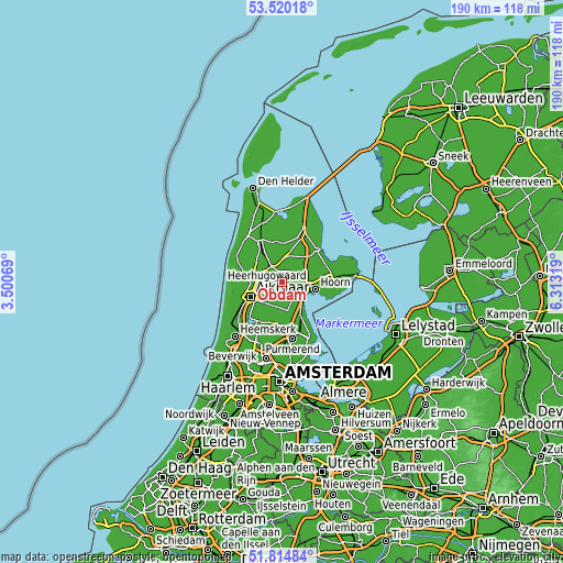 Topographic map of Obdam