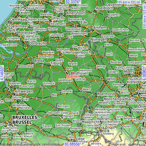 Topographic map of Nuenen