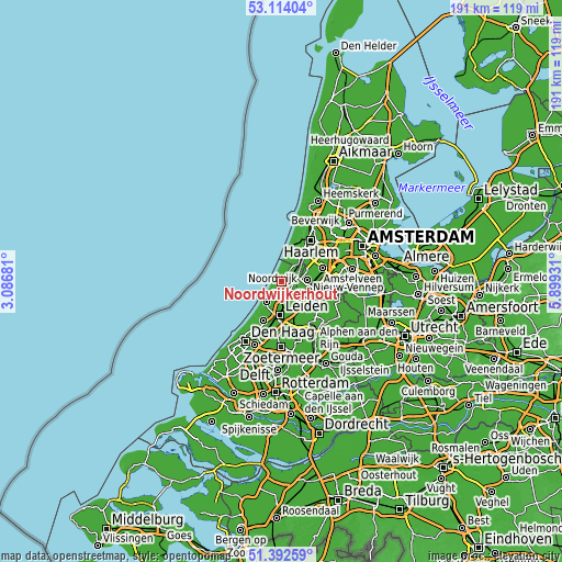 Topographic map of Noordwijkerhout