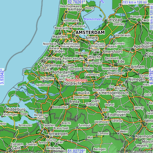 Topographic map of Noordeloos