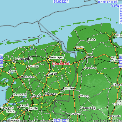 Topographic map of Noordbroek