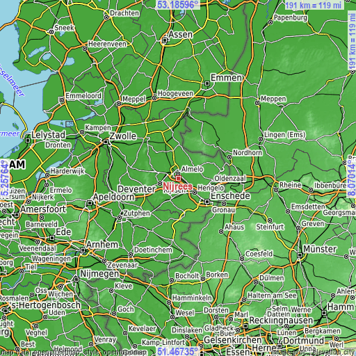 Topographic map of Nijrees