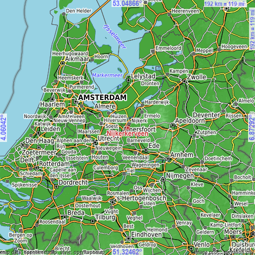 Topographic map of Nijkerkerveen