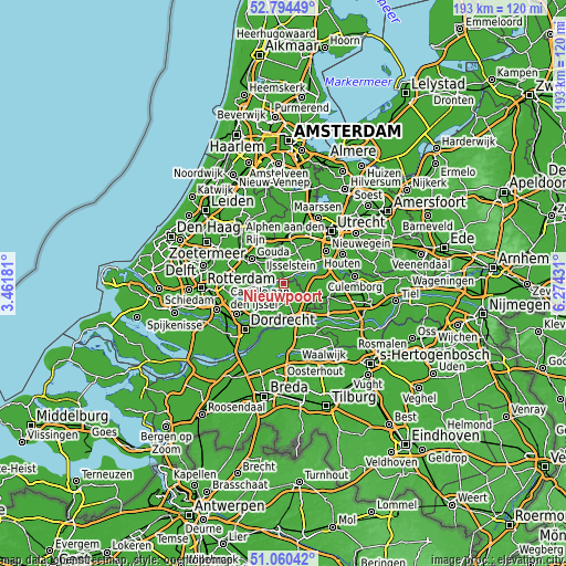 Topographic map of Nieuwpoort